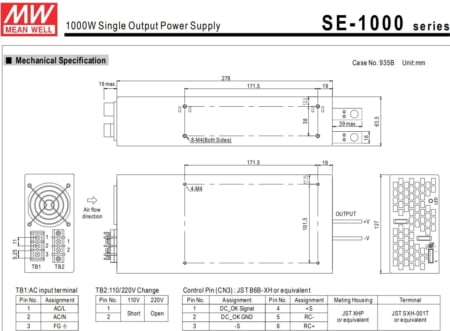 مشخصات فیزیکی و بدنه منبع تغذیه SE-1000