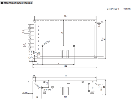 نقشه فیزیکی منبع تغذیه HRP-150N3