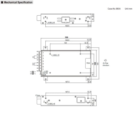 مشخصات فیزیکی منبع تغذیه HRP-300N3