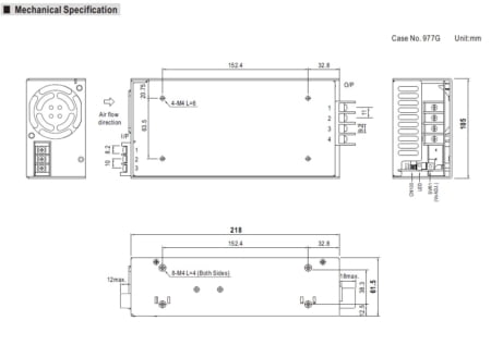 مشخصات فیزیکی منبع تغذیه HRP-600N3