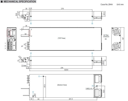 مشخصات فیزیکی منبع تغذیه NSP-3200