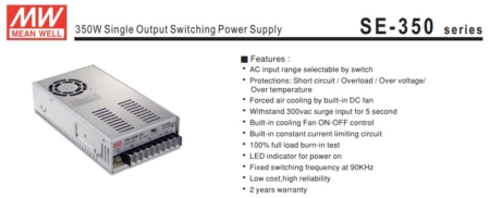 ویژگی های منبع تغذیه SE-350 مینول