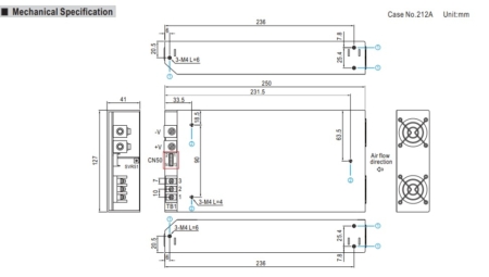 مشخصات بدنه منبع تغذیه RSP-750